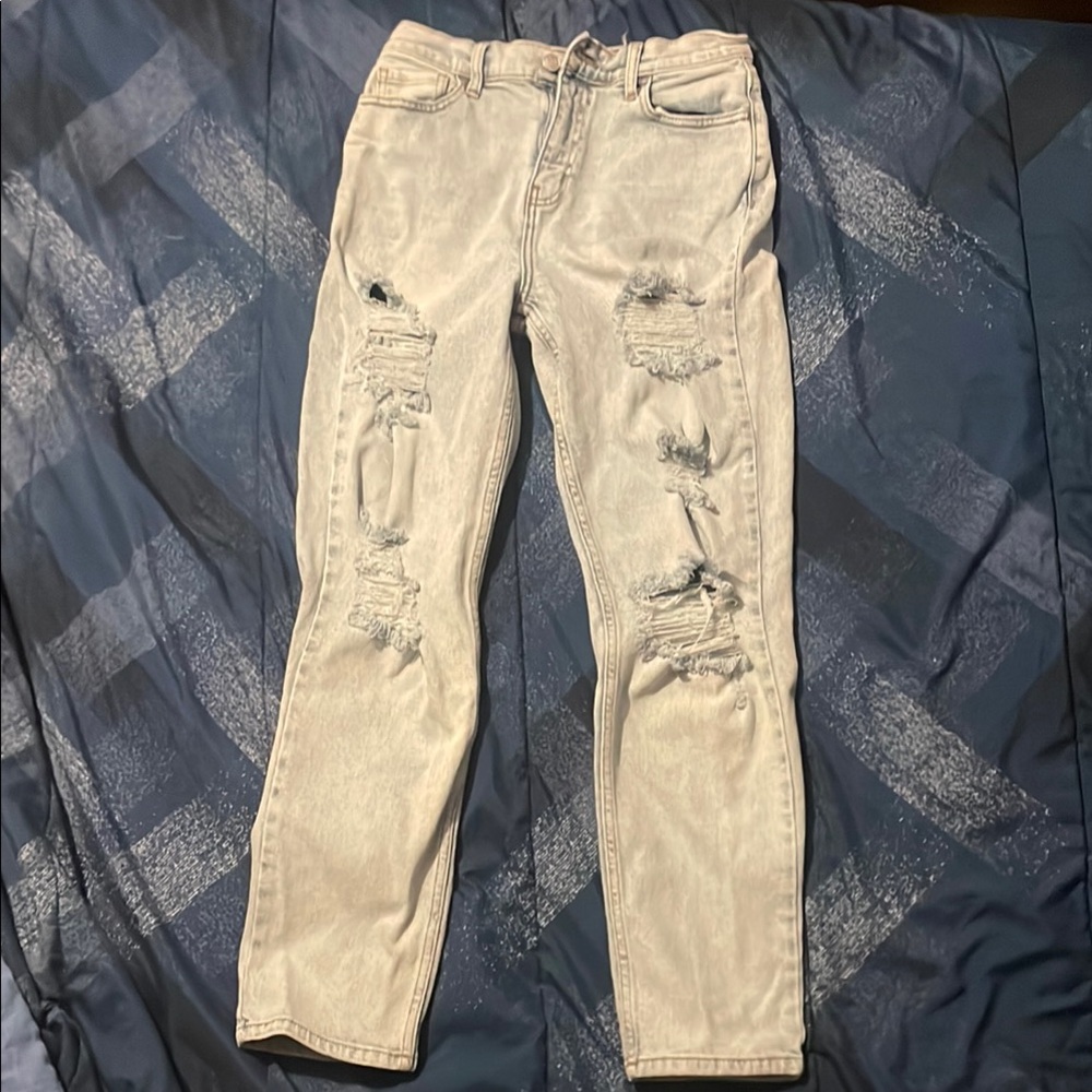 Cello Cream Skinny Distressed Jeans